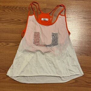Miami‎ Nuyu Orange and White Mesh Tank Top Size M NWOT